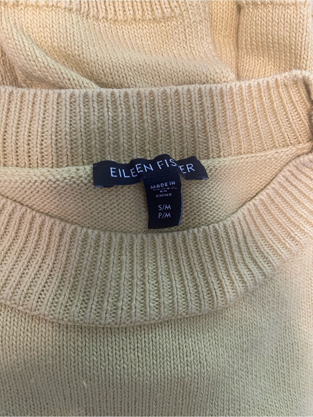 Eileen Fisher Soft Yellow Scoop Neck Knit Sweater
